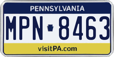 PA license plate MPN8463
