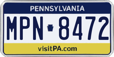 PA license plate MPN8472