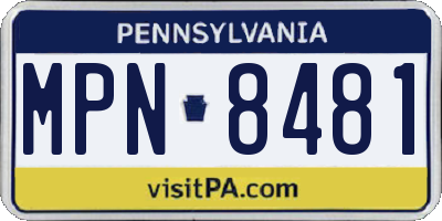 PA license plate MPN8481