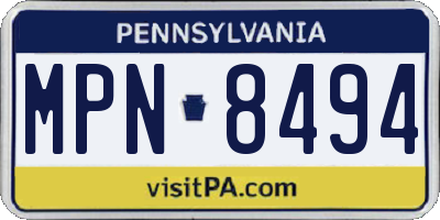 PA license plate MPN8494