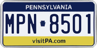 PA license plate MPN8501