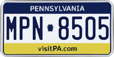 PA license plate MPN8505
