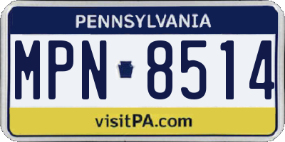 PA license plate MPN8514