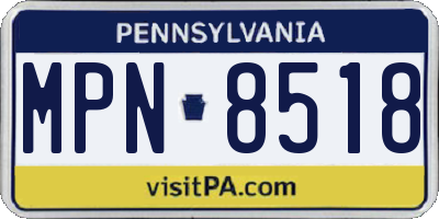 PA license plate MPN8518