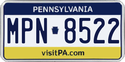 PA license plate MPN8522