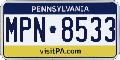 PA license plate MPN8533