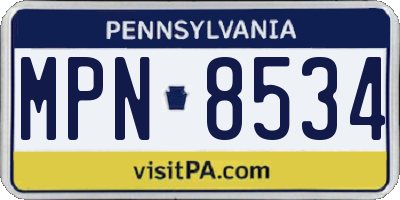 PA license plate MPN8534