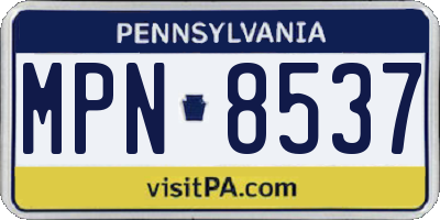 PA license plate MPN8537