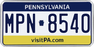 PA license plate MPN8540
