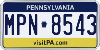 PA license plate MPN8543
