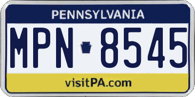 PA license plate MPN8545