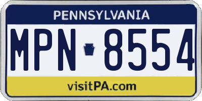 PA license plate MPN8554
