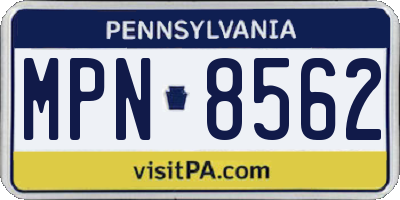 PA license plate MPN8562