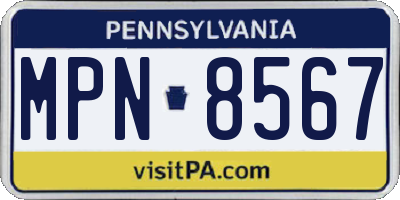 PA license plate MPN8567