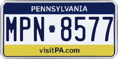 PA license plate MPN8577