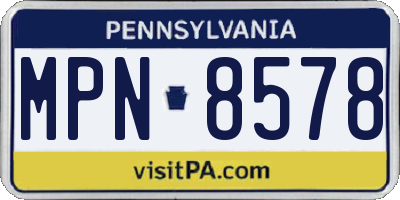 PA license plate MPN8578