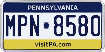 PA license plate MPN8580