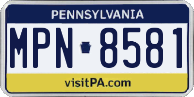 PA license plate MPN8581