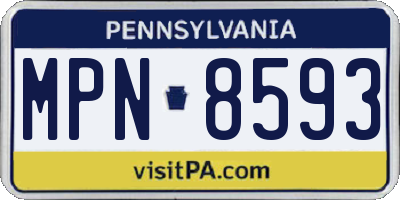PA license plate MPN8593