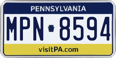 PA license plate MPN8594
