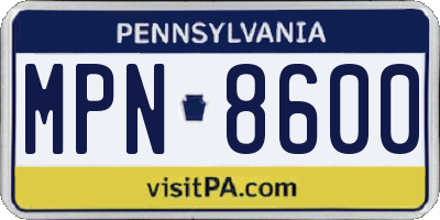 PA license plate MPN8600