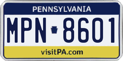 PA license plate MPN8601