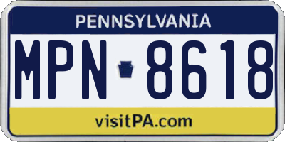 PA license plate MPN8618