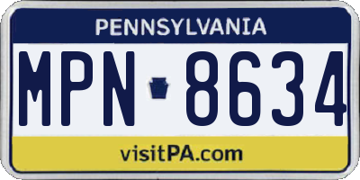 PA license plate MPN8634