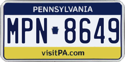 PA license plate MPN8649