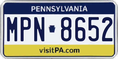 PA license plate MPN8652
