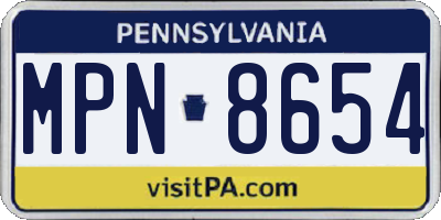 PA license plate MPN8654