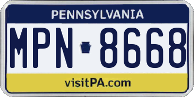 PA license plate MPN8668