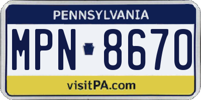 PA license plate MPN8670