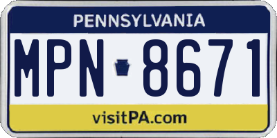 PA license plate MPN8671