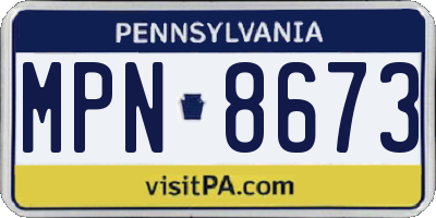 PA license plate MPN8673