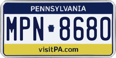 PA license plate MPN8680