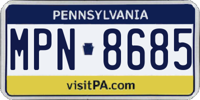 PA license plate MPN8685