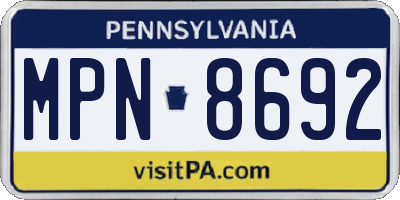 PA license plate MPN8692