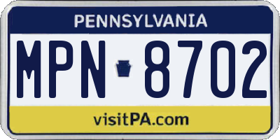 PA license plate MPN8702