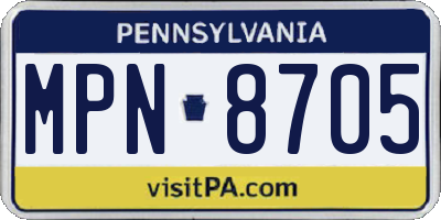 PA license plate MPN8705