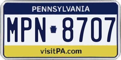 PA license plate MPN8707