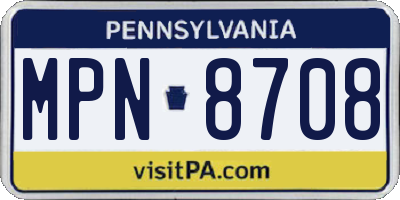 PA license plate MPN8708