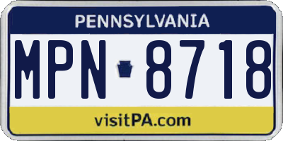 PA license plate MPN8718