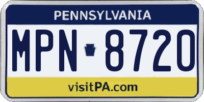 PA license plate MPN8720