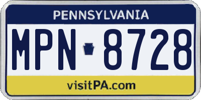 PA license plate MPN8728