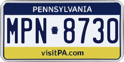 PA license plate MPN8730