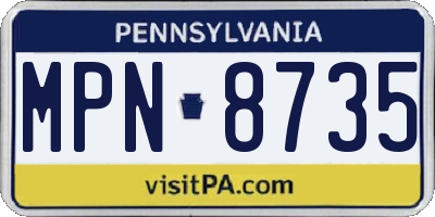 PA license plate MPN8735