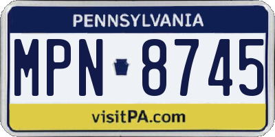 PA license plate MPN8745
