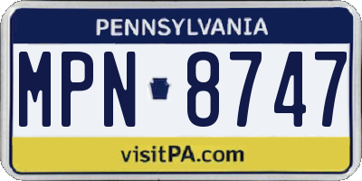 PA license plate MPN8747