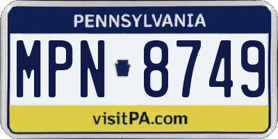 PA license plate MPN8749